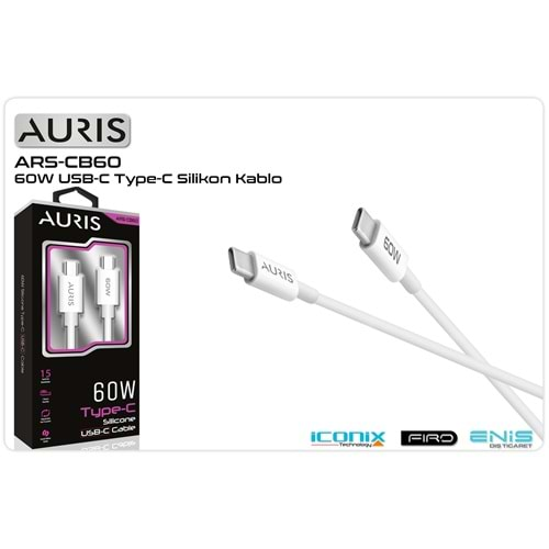 Data Ve Şarj Kablo Type-C 1.5 Mt 60 W Auris ARS-CB60