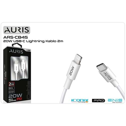 Data Ve Şarj Kablo Type-C To Lightning 2 Mt 20 W Auris ARS-CB45