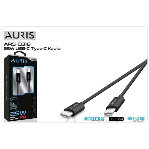 Data Ve Şarj Kablo Type-C To Type-C 1 Mt 25 W Auris ARS-CB18