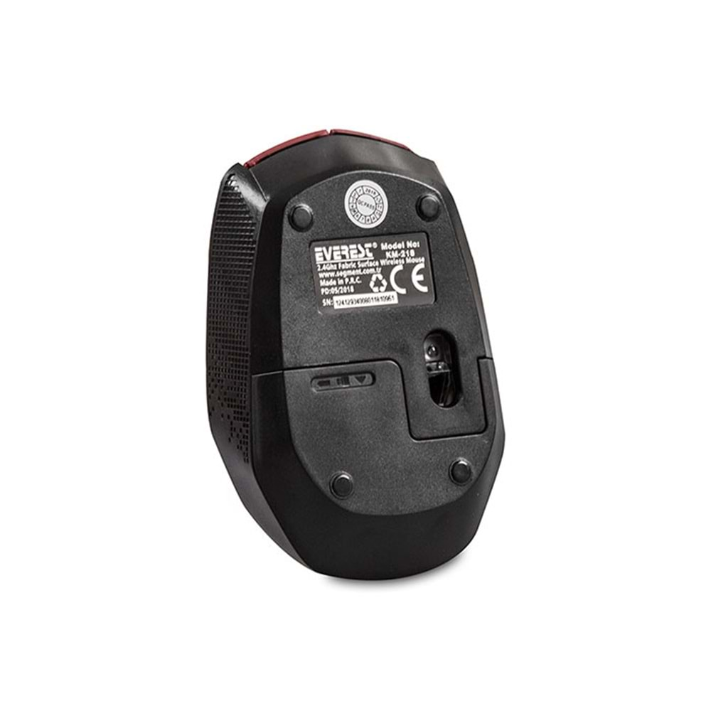 Mouse Kablosuz Kumaş Yüzey Everest KM-218 Kırmızı