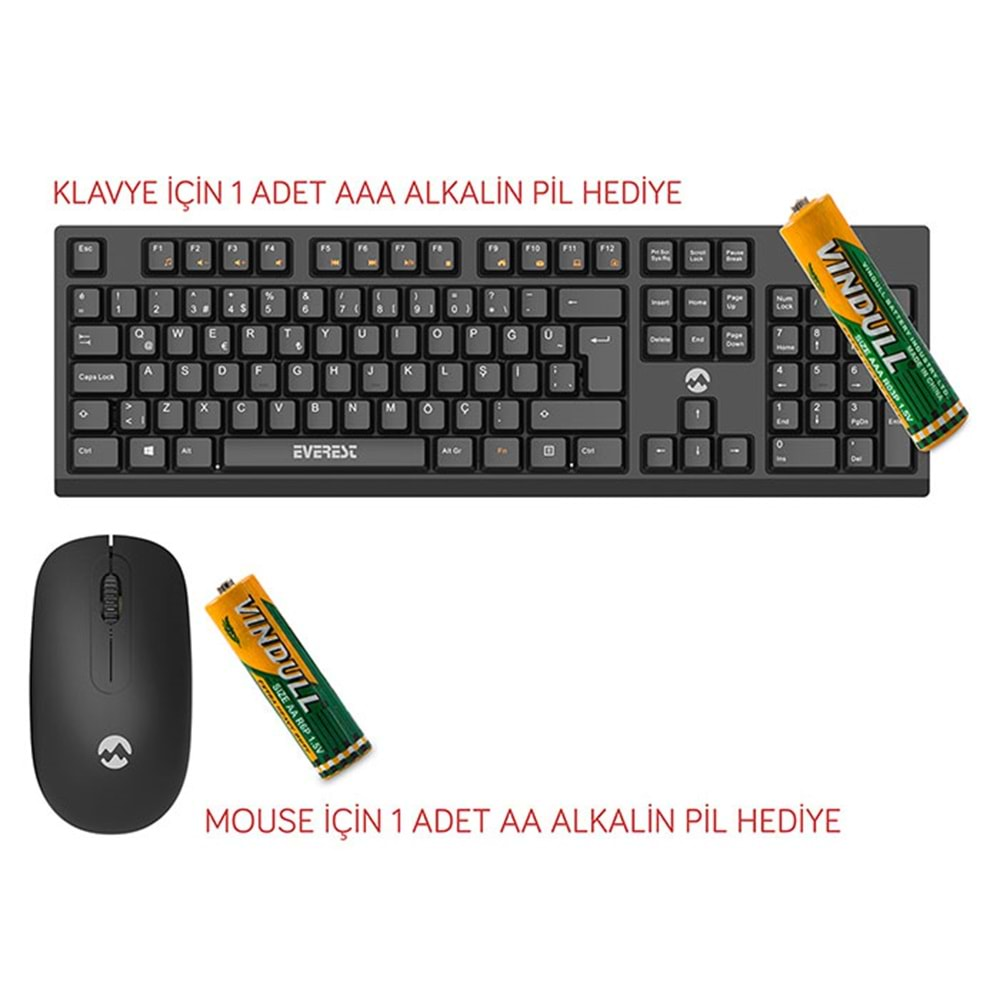 Klavye Mouse Set Multimedia Q Kablosuz Everest KM-2510 Siyah