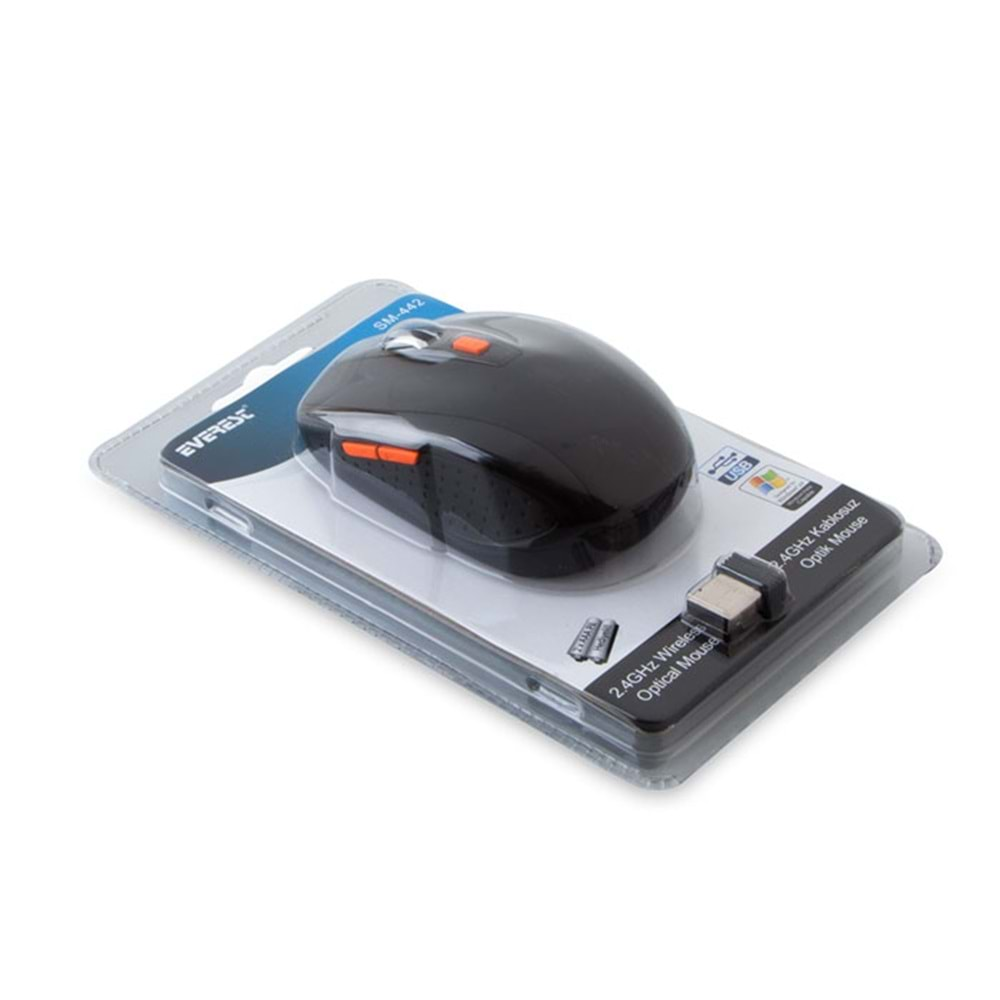 Mouse Kablosuz 2.4 Ghz 1200 Dpi Everest SM-442 Siyah