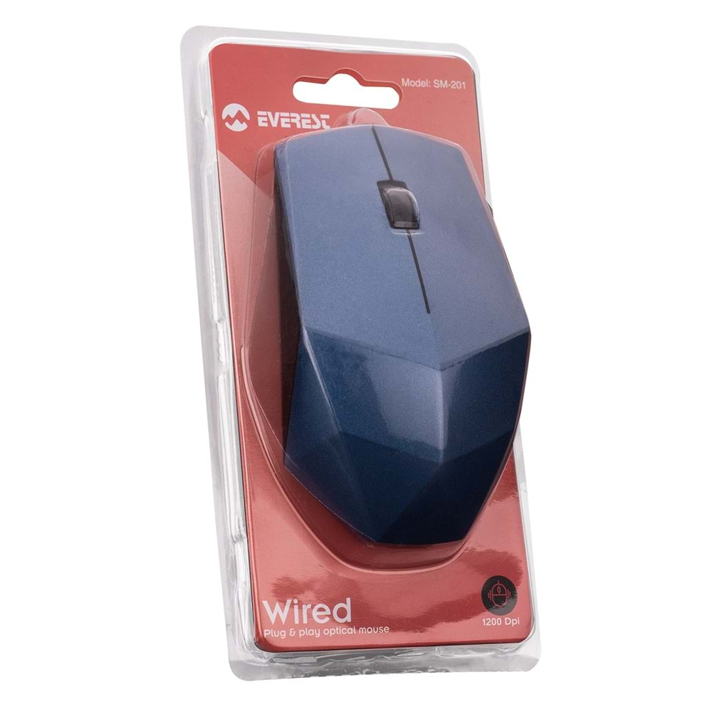 Mouse Optik 1200 Dpi Everest SM-201 Mavi