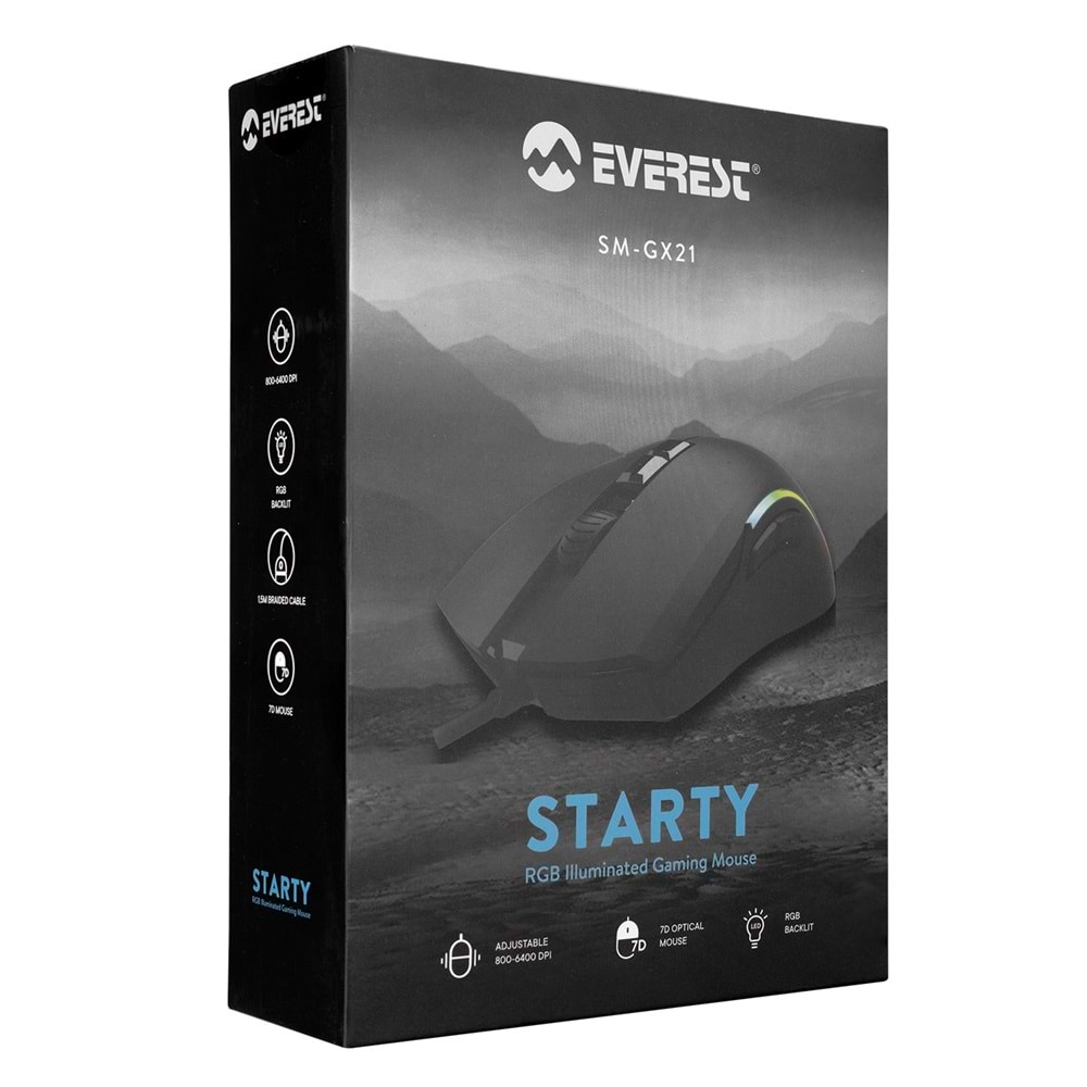 Mouse Oyuncu Gaming RGB Işıklı Everest Starty SM-GX21