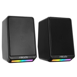 Hoparlör Speaker Usb 1+1 3W*2 Rgb Aydınlatmalı Mikado MD-178 Siyah